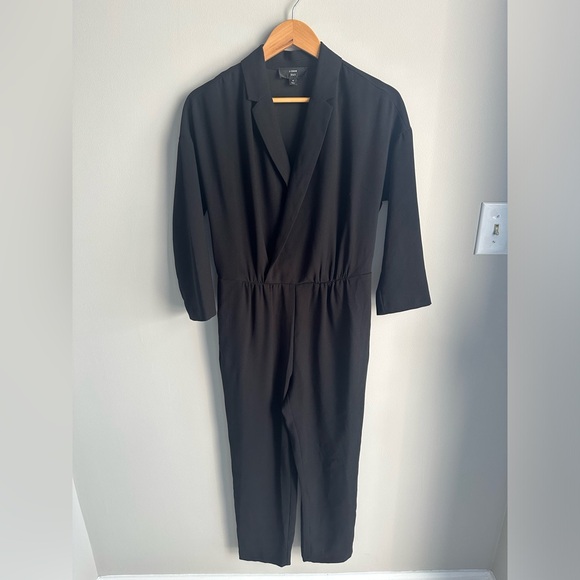 J. Crew 365 fabric faux wrap 3/5 sleeve black jumpsuit size 4 - Picture 3 of 8
